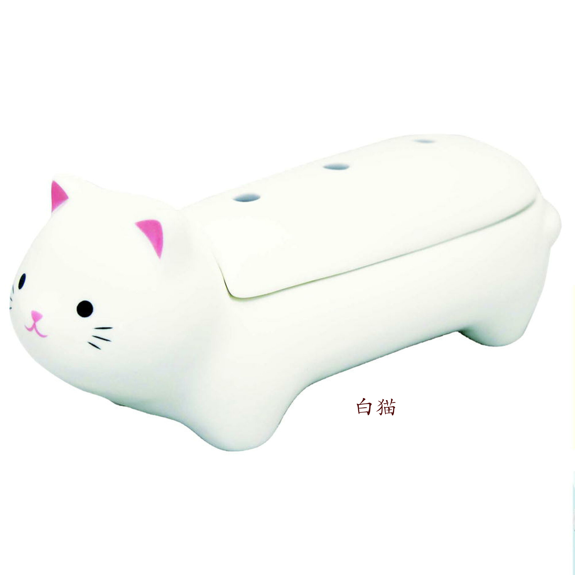 【取寄品 】【ペット供養】【ペット仏具】　猫 tocotoco Insence Holder 横置き インセンスホルダー　白猫　品番:78231173